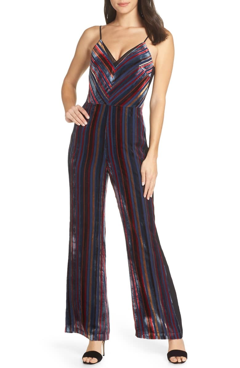 Harlyn Stripe Velvet Jumpsuit