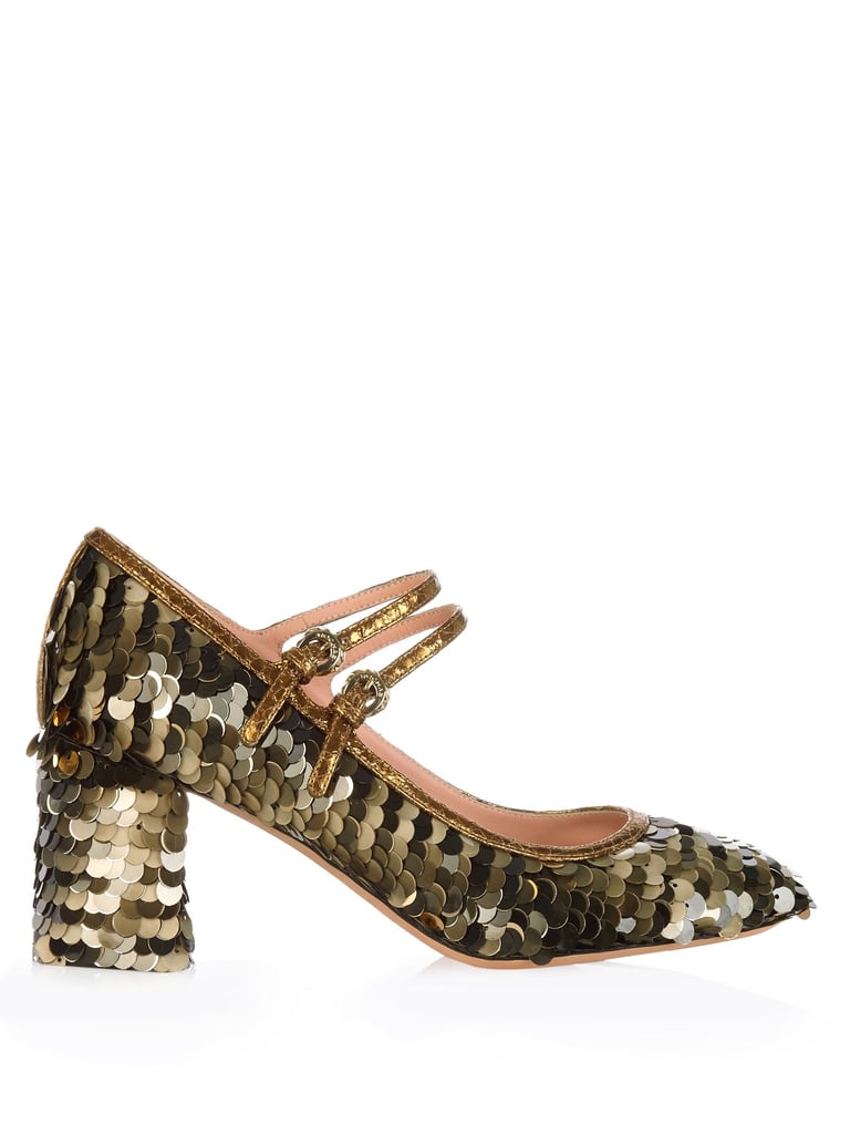Rochas Sequin-Embellished Block-Heel Pumps ($541) | Fall Shoe Trends ...