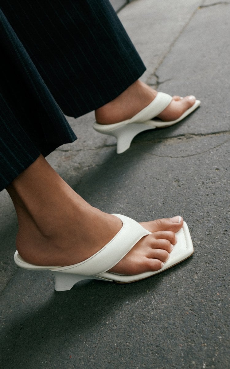 White Sandals: Gia Borghini Padded Leather Wedge Sandals