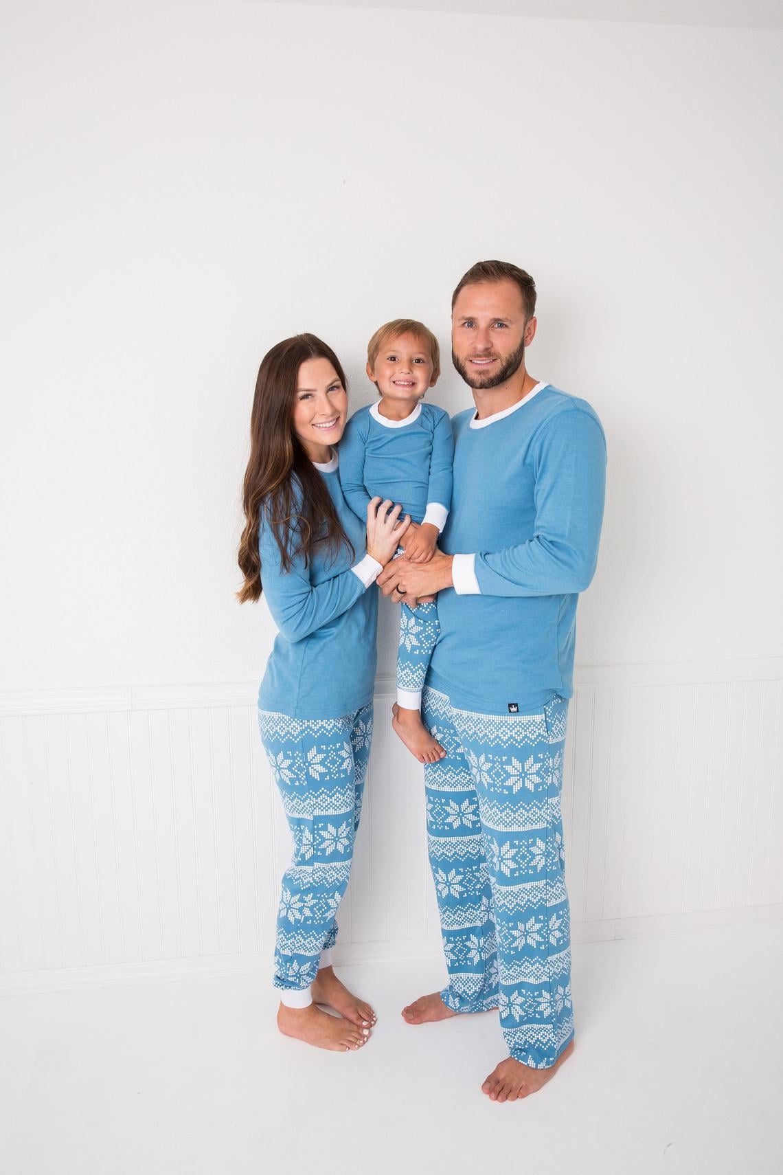 Kaicran Family Christmas Pajamas Set Long Sleeve Daily Casual Snowflake Sleepwear Outfits 