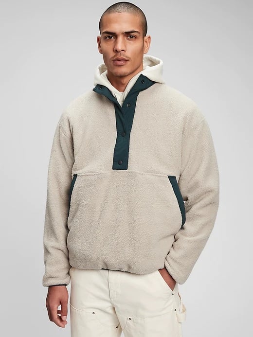 Gap Sherpa Snap-Button Sweatshirt