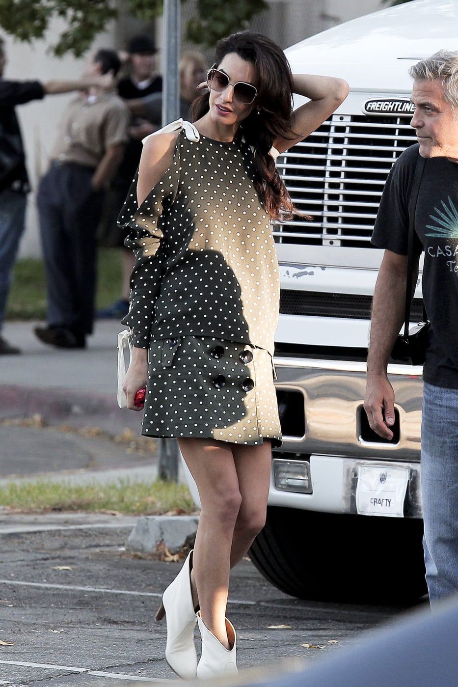 amal clooney polka dot dress