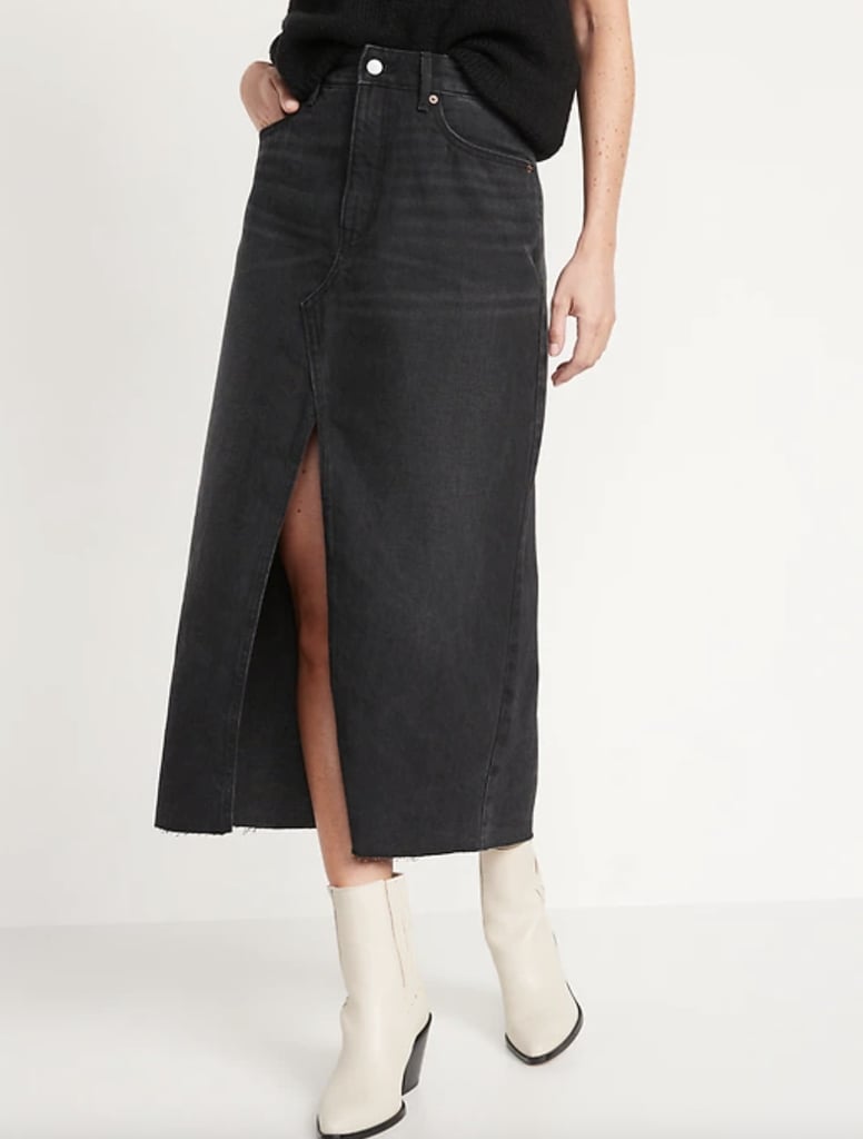 Old Navy High-Waisted Black Wash Jean Skirt