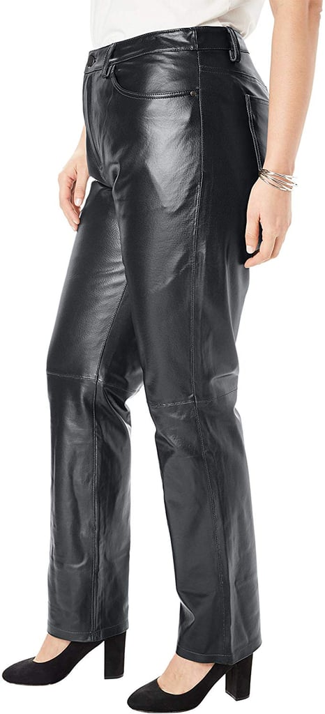 women's straight leg leather pants