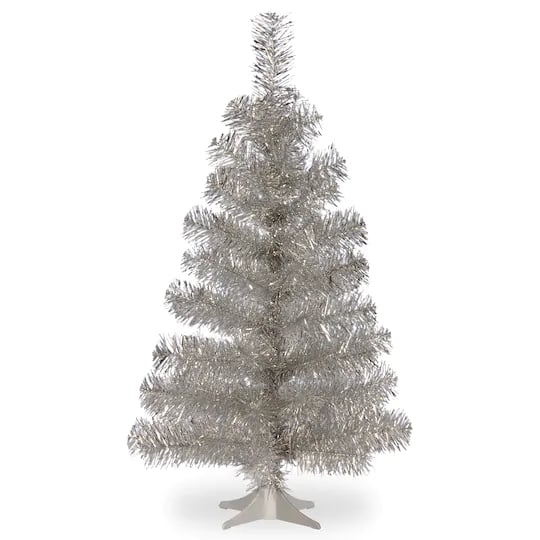 3 Ft Unlit Silver Tinsel Artificial Christmas Tree 12 Small Christmas Trees That Ll Bring Big Holiday Spirit To