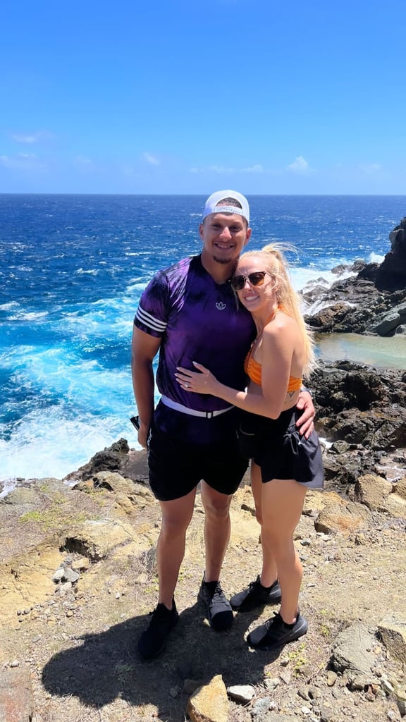 Patrick and Brittany Mahomes are basking in newlywed bliss. After the high school sweethearts tied the knot in Hawaii earlier this month, the couple jetted off to St. Barts for a tropical honeymoon. Over the weekend, Brittany shared photos on her Instagram Stories from their idyllic vacation, which included hikes, kayaking, boat rides, and lots of turtles. "Everywhere ya went on the island the views were amazing," the fitness entrepreneur captioned one of her posts. In a separate post, she wrote, "Was such a perfect honeymoon."
Patrick and Brittany's relationship dates all the way back to their high school years at Texas's Whitehouse High School. Though they initially started out as friends, their relationship eventually turned into something more. In September 2020, the Kansas City Chiefs quarterback proposed to Brittany following his Super Bowl ring ceremony. 
"On a day that was meant to celebrate you, you turned it into celebrating us. It's always us, it's always you and me," Brittany captioned her engagement announcement on Instagram. "The words you looked into my eyes and said to me at this moment, will NEVER leave my mind! You made this day perfect, you took my entire breath away and I could not have imagined anything better. I love you, forever and always! Cheers to spending our lifetime together and an inseparable bond."
The following year, the pair welcomed their daughter, Sterling Skye Mahomes, and now they're married! Congrats again to Patrick and Brittany!