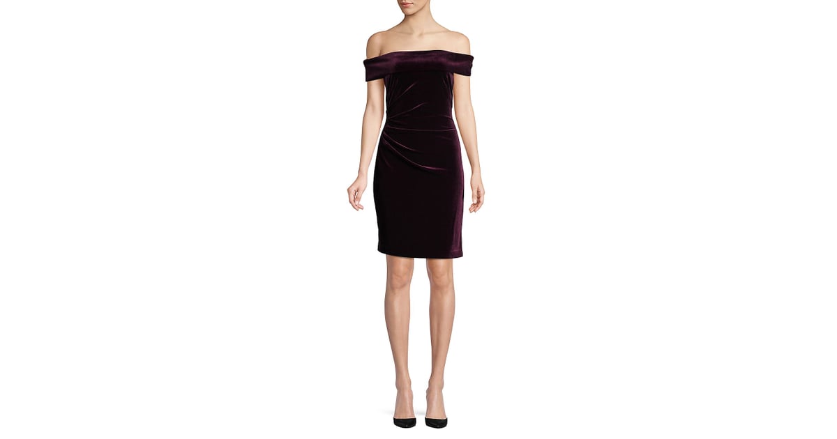 vince camuto off shoulder velvet dress