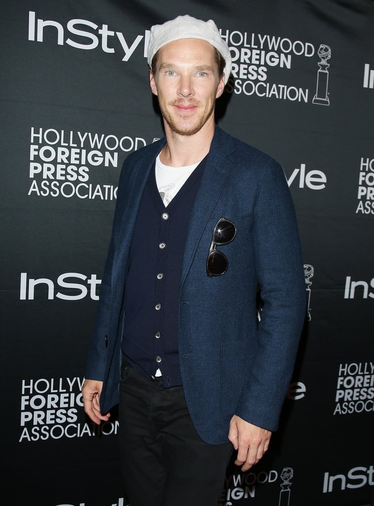 Benedict Cumberbatch sported a cap and a beard at the InStyle and Hollywood Foreign Press Association's event.