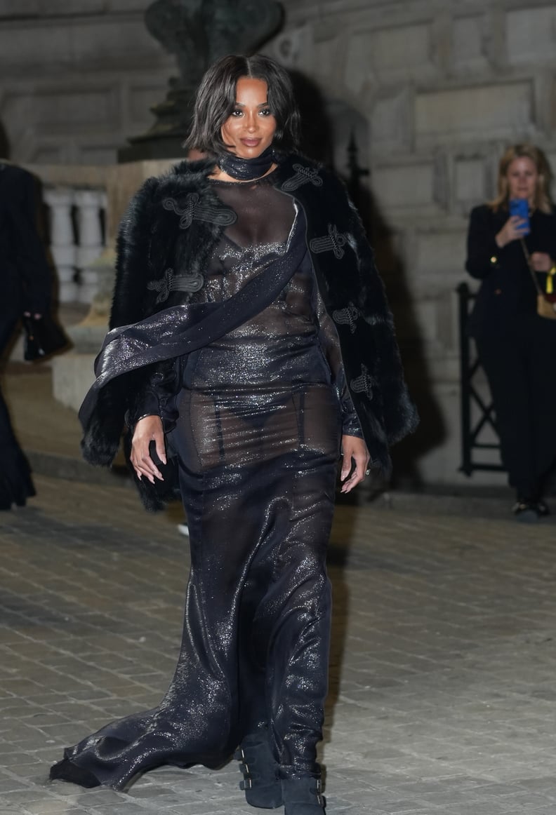 Ciara's Sheer Naked Dress at Paris Fashion Week | POPSUGAR Fashion