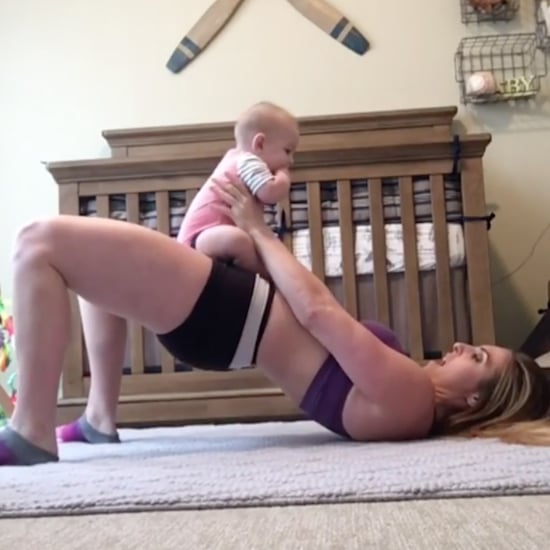 Mom Working Out With Baby Son