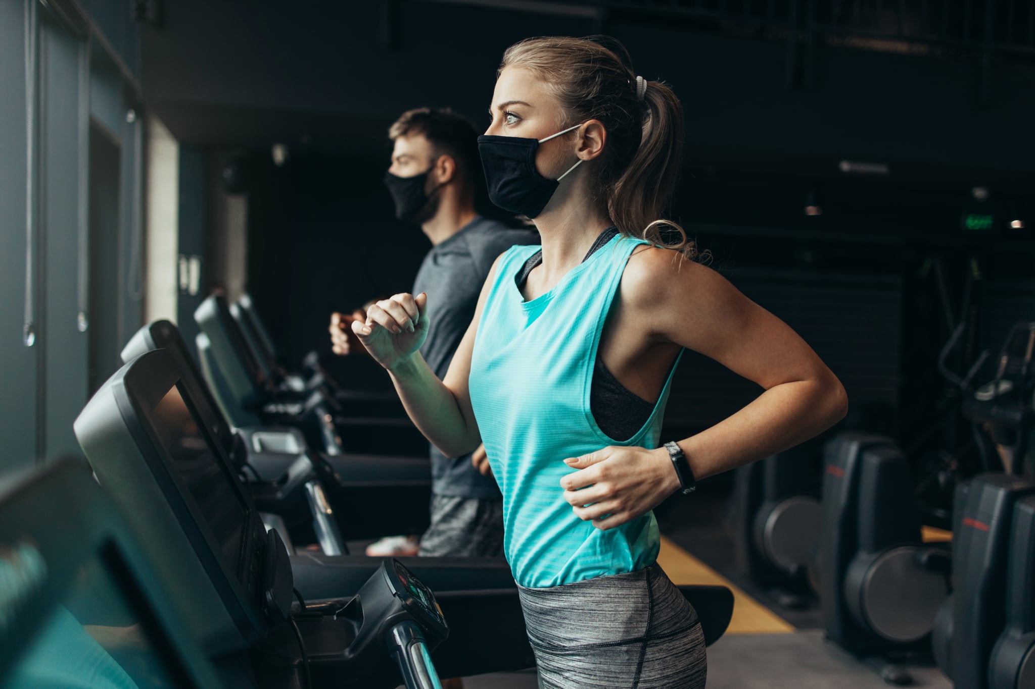 Young woman at the gym during off-peak hours