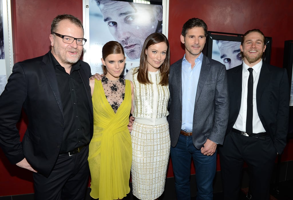 At the Deadfall premiere, Charlie posed for pictures with Kate Mara, Olivia Wilde, Eric Bana, and director Stefan Ruzowitzky.