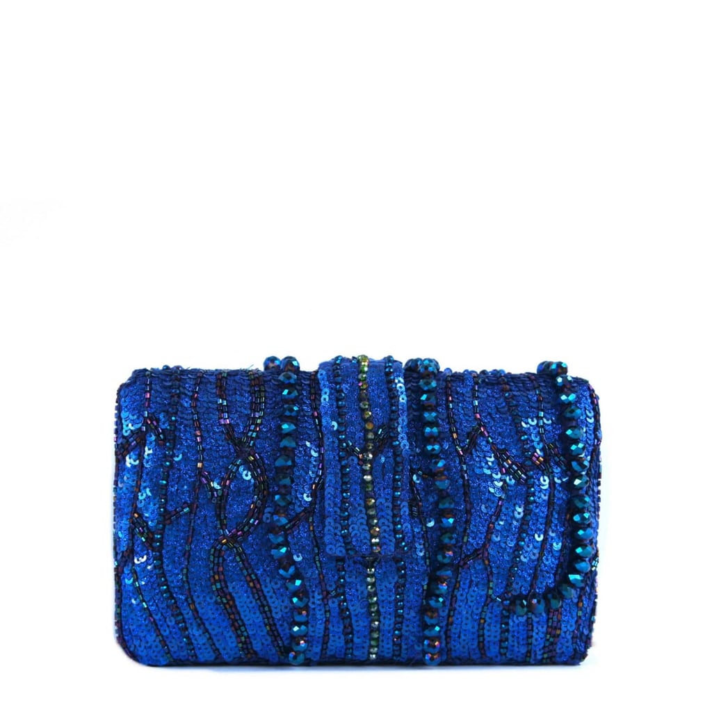Simitri Designs Blue Waterfall Clutch | Gigi Hadid Blue Sequin Chanel ...