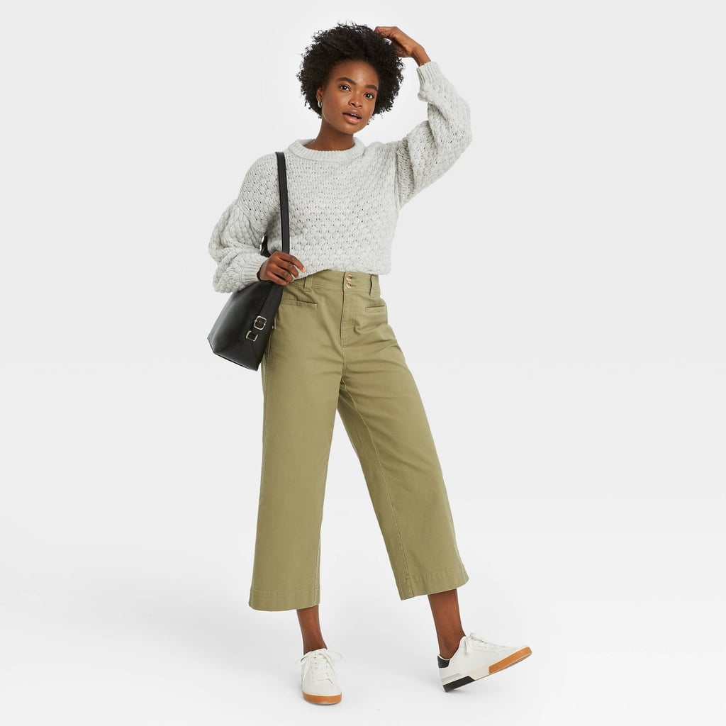 Women's High-Rise Wide Leg Cropped Pants - A New Day
