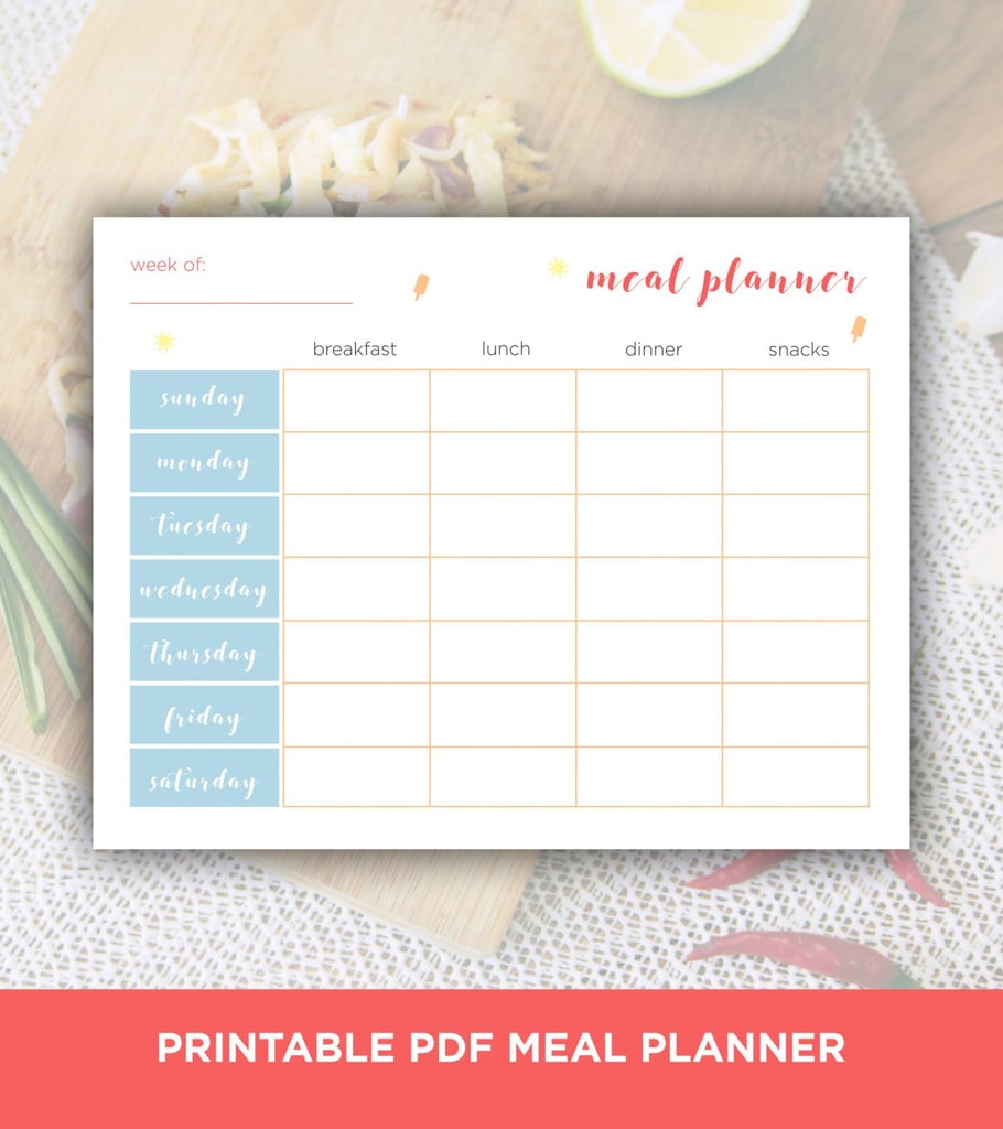 printable meal plan sheet