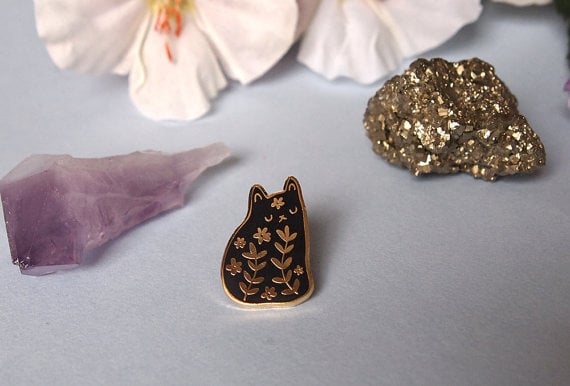 Floral Cat Enamel Pin