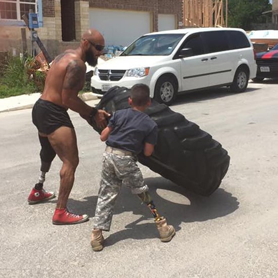 Video of Soldier and Child Working Out Together