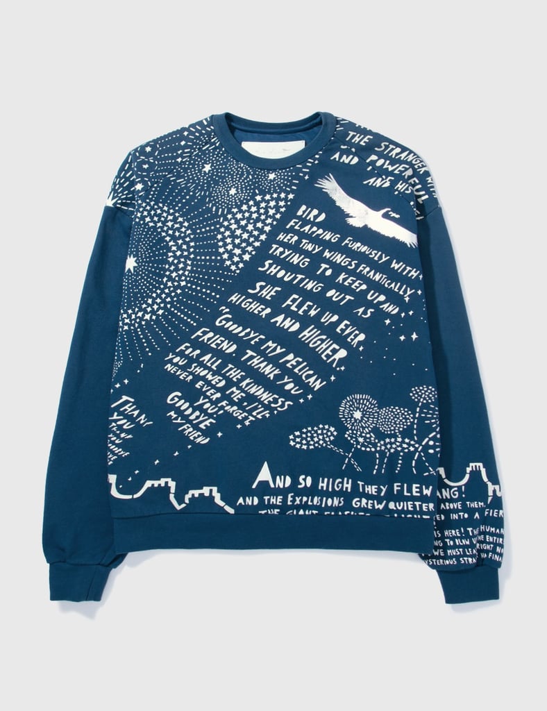 Juun.J Text and Graphic Print Blue Sweater