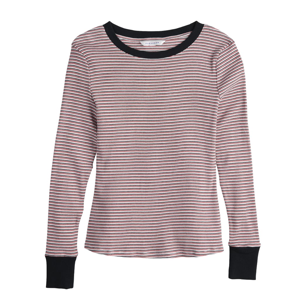 POPSUGAR Contrast-Stripe Crewneck Top