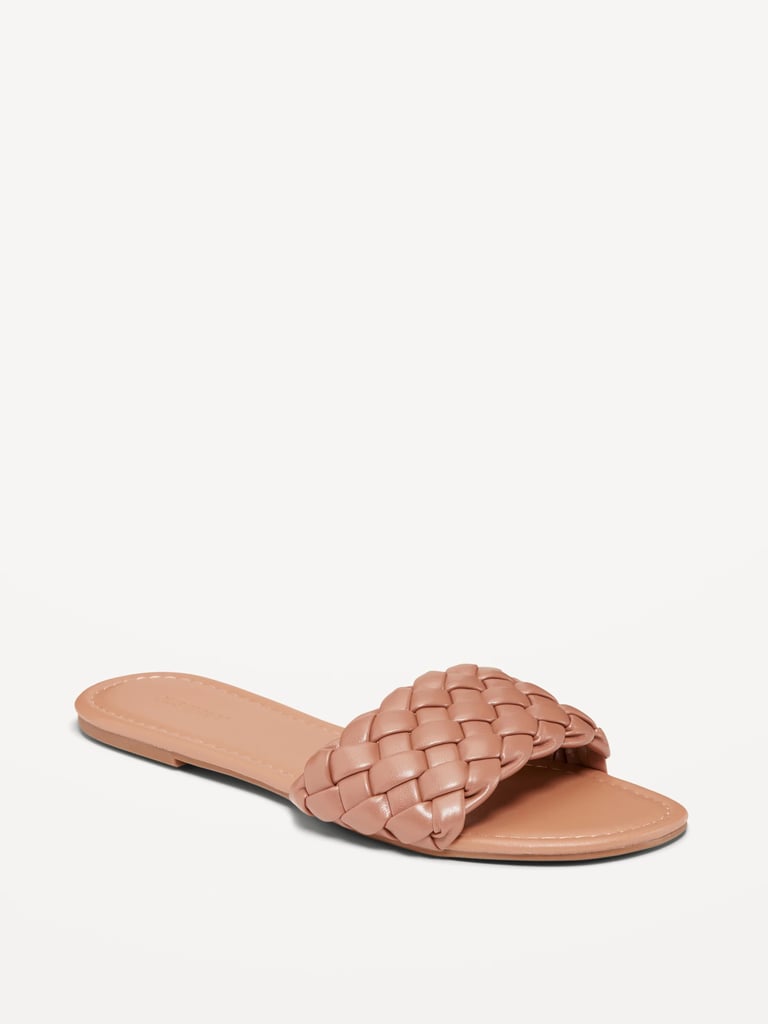 Faux-Leather Puffy Braided Sandals