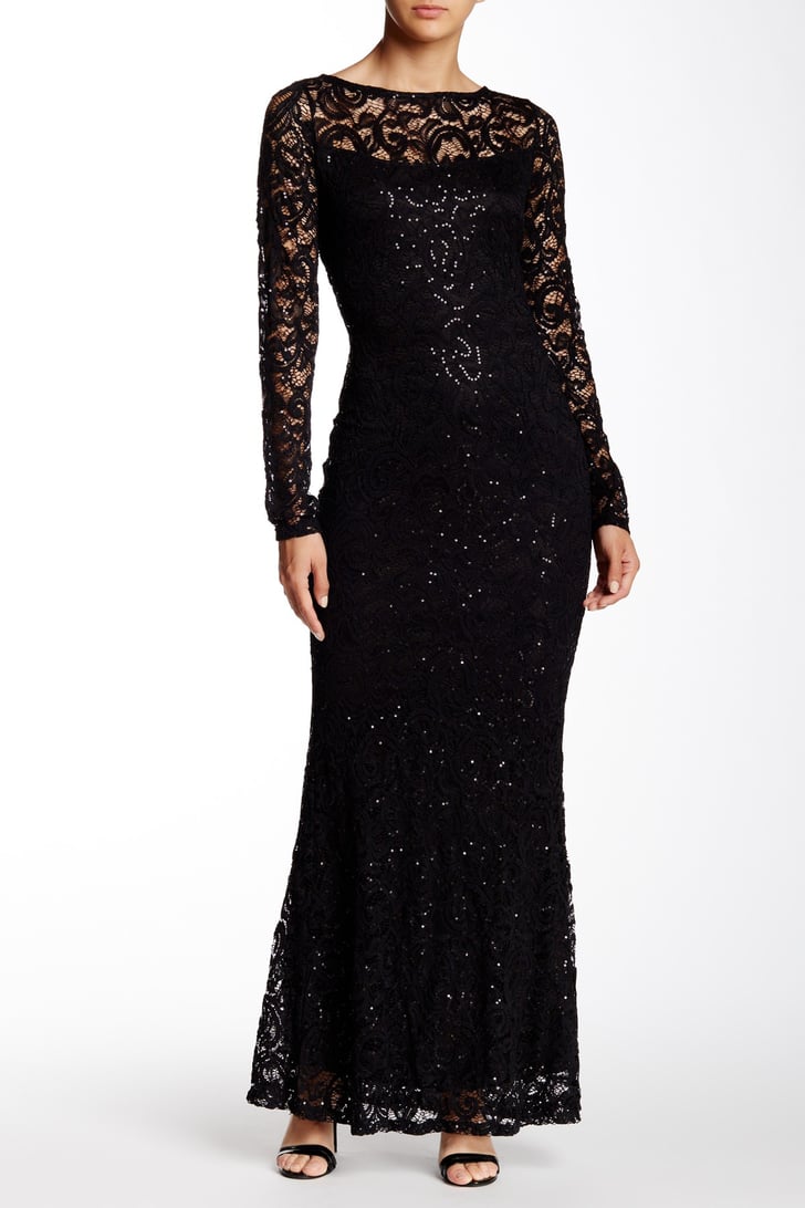 Marina Long Sleeve Lace Gown | Melania Trump Black Lace Dress Governors ...
