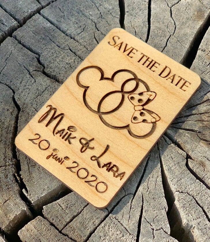 wood magnet Mickey Minnie save the date disney 25 wood save the date magnet 