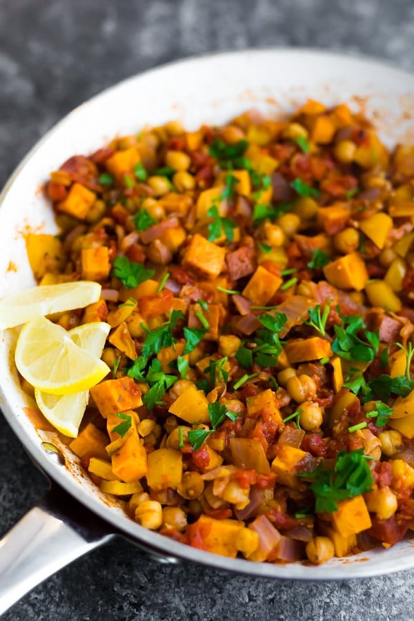 Vegan Moroccan Chickpea Skillet HighFiber Recipes POPSUGAR Fitness