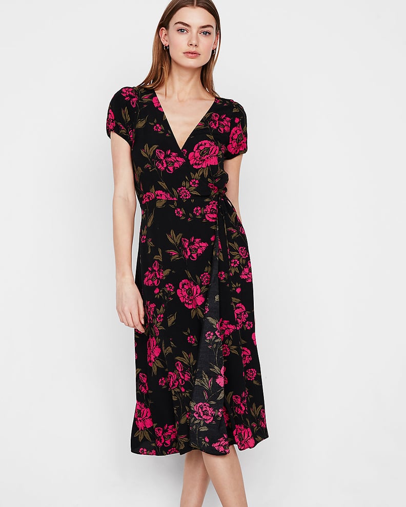 Express Floral V-Neck Midi Dress