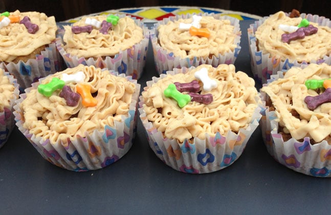 peanut butter banana dog cupcakes