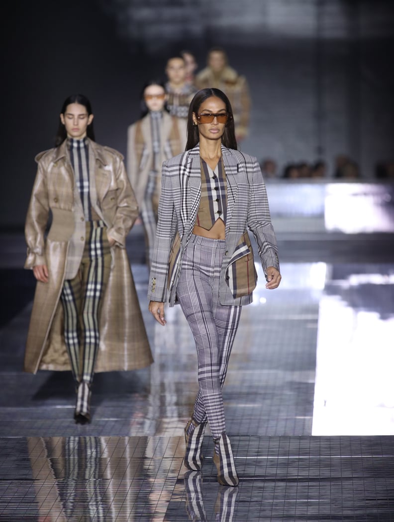 LONDON, ENGLAND - FEBRUARY 17: Joan Smalls walks the runway at the Burberry  show during London Fashion Week February 2020 on February 17, 2020 in London, England. (Photo by Mike Marsland/WireImage)