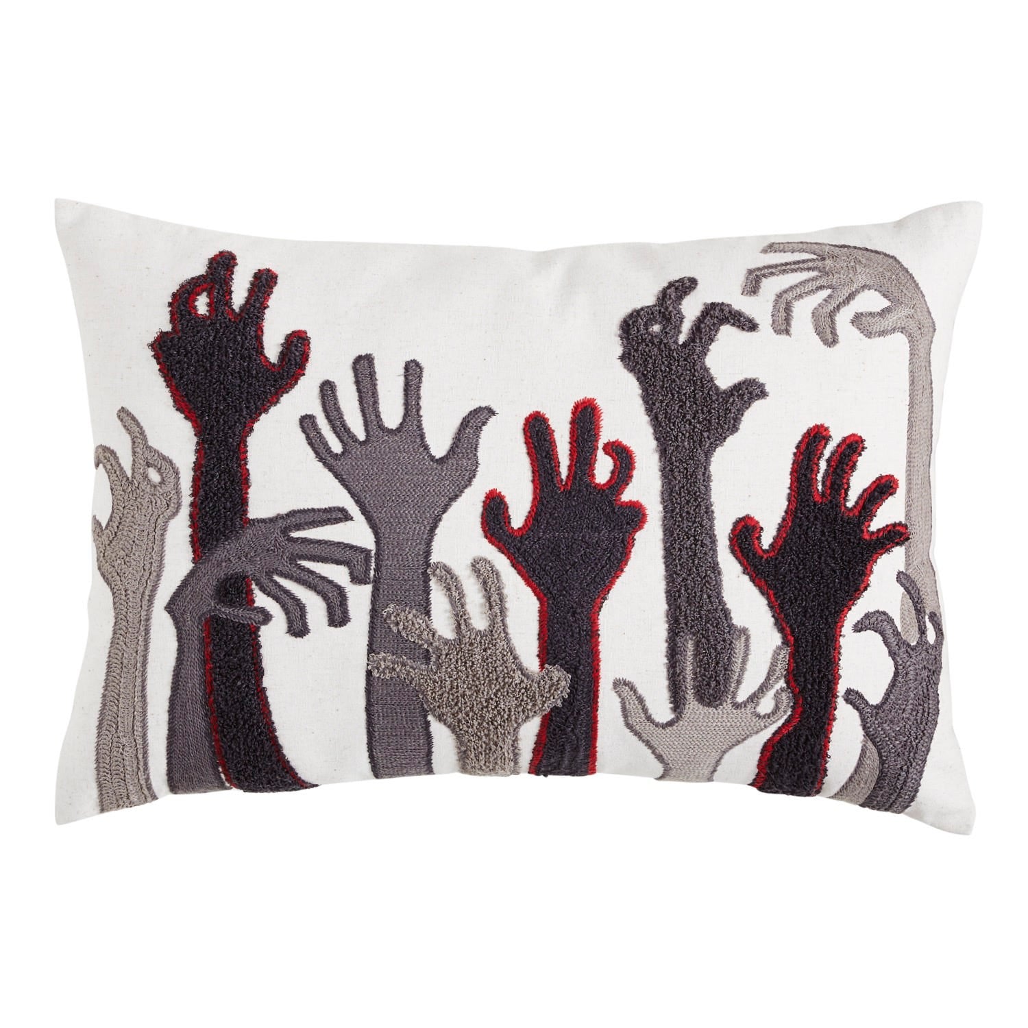 Pier 1  20 x 14 ZOMBIE HANDS Decorative Embroidery Throw Pillow BN Sold Out 