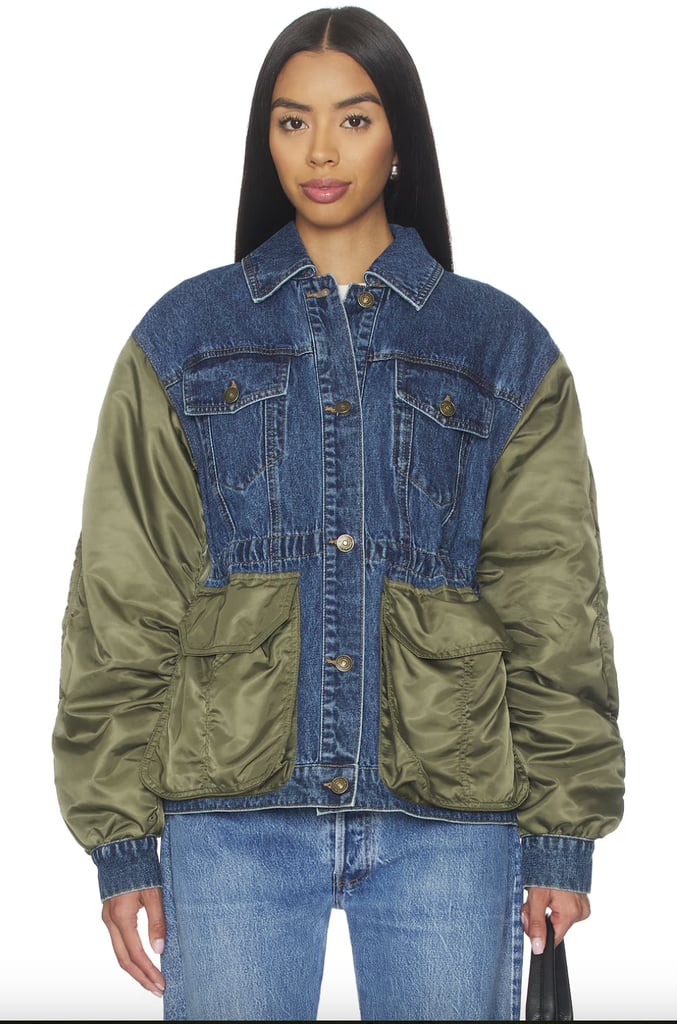 Steve Madden Joie Jacket in Dark Navy ($139)
 The most effortless way to look elevated for the Super Bowl is this denim jacket. Cinched at the waist and detailed with nylon sleeves and pockets, there's no way anyone won't compliment your subtle Seahawks style.