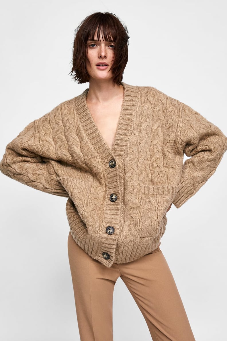 Zara Woven Oversize Cardigan