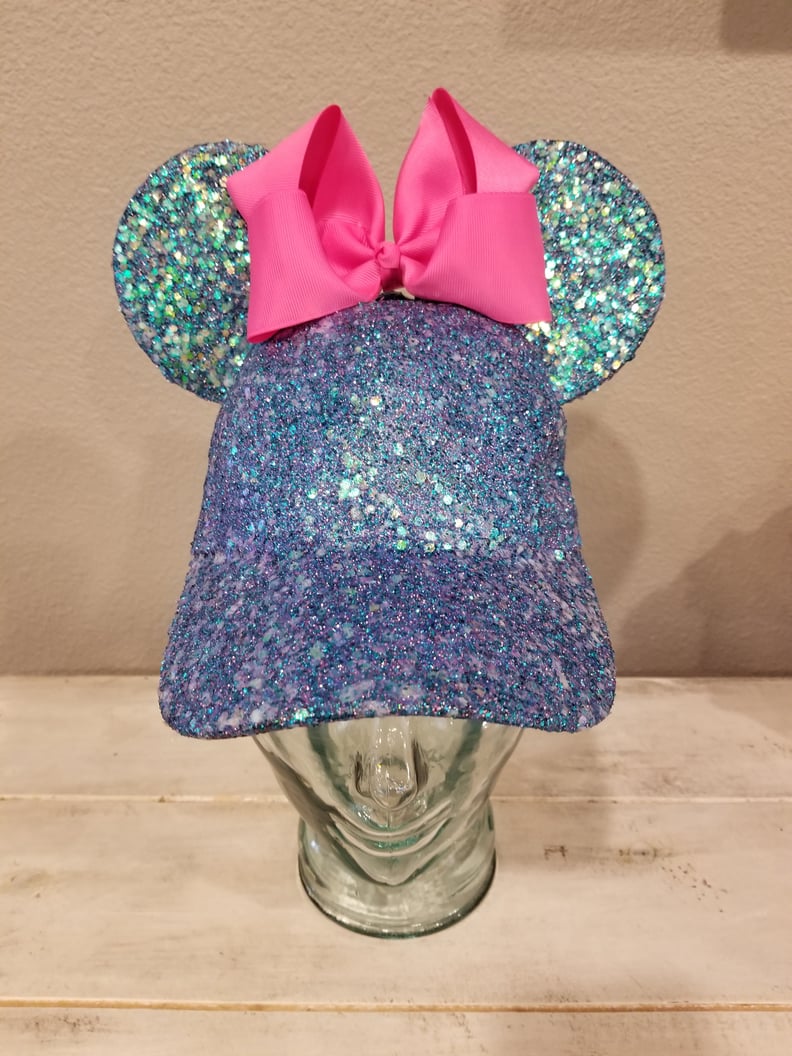 Blue Glitter Hat With Pink Bow