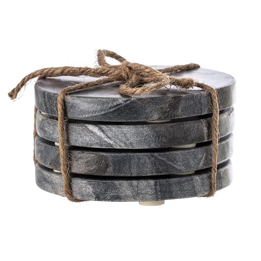 Effortless Composition Grey Marble Coasters Set