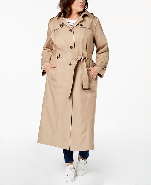 London Fog Belted Maxi Trench Coat