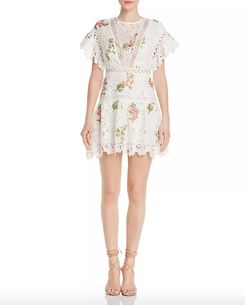 Saylor Floral Embroidered Crochet-Trim Dress