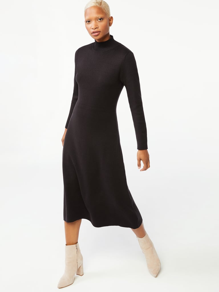 Free Assembly Women's Turtleneck Fit and Flare Sweater Dress