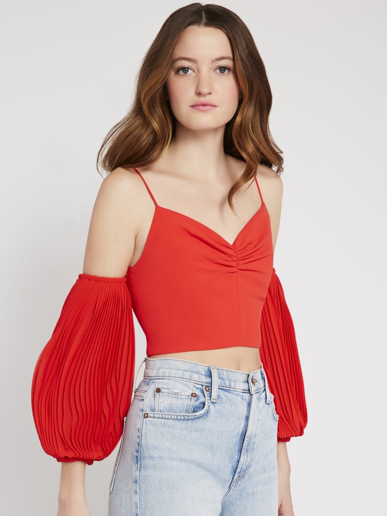 Alice + Olivia Kamila Off-the-Shoulder Crop Top