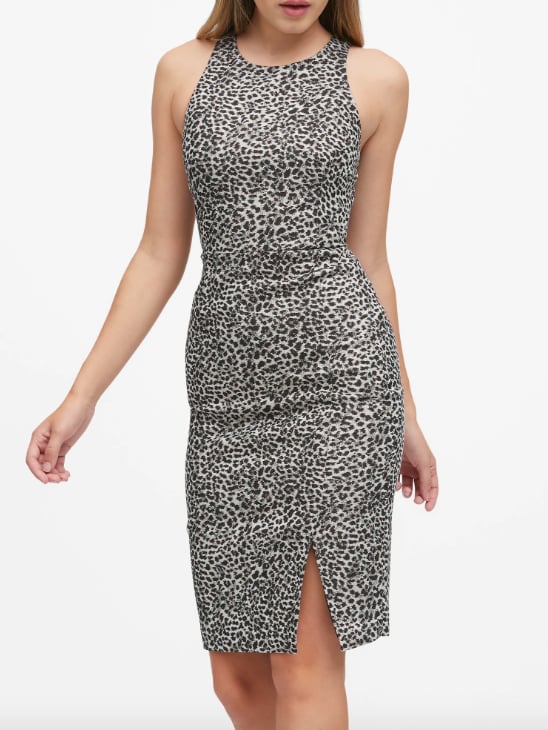 Metallic Leopard Bi-Stretch Sheath Dress
