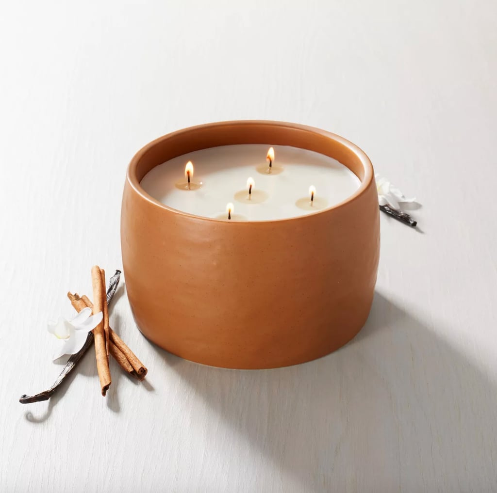 Stylish Scent: Hearth & Hand With Magnolia Harvest Spice 5-Wick Speckled Ceramic Fall Candle