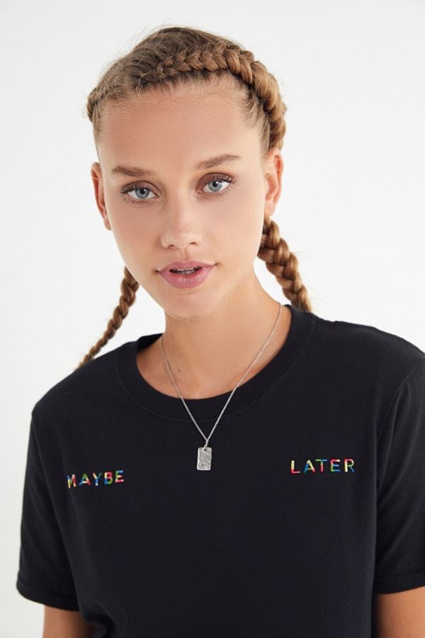 Urban Outfitters Rainbow Embroidered Phrase Tee
