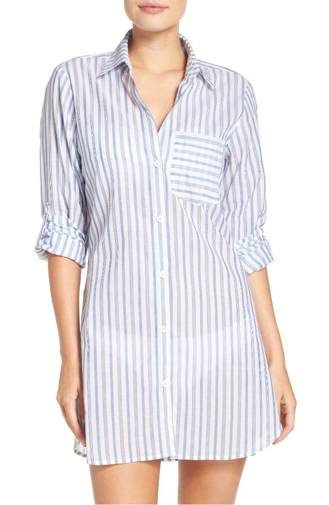 Tommy Bahama Women's Ticking Stripe Cover-Up Shirt