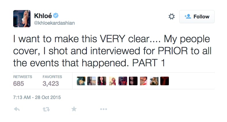 Khloe Kardashian Tweets About New Interview on Lamar Odom