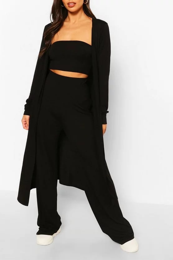 Boohoo 3-Piece Duster Bandeau & Trouser Co-ord Set