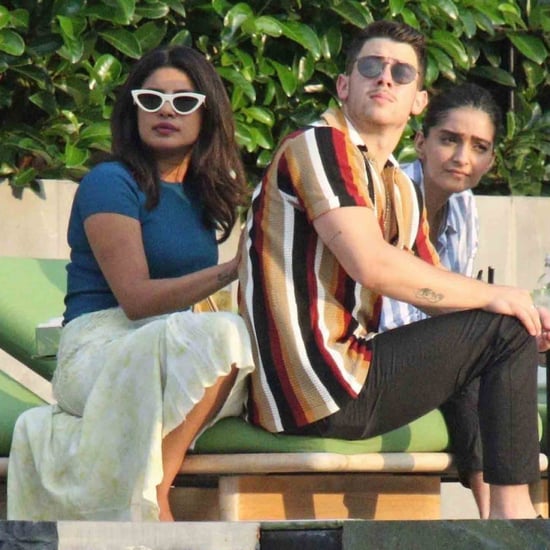 Priyanka Chopra Yellow Skirt and Silver Mules in Italy