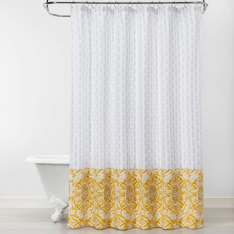 Pieced Block-Print Shower Curtain