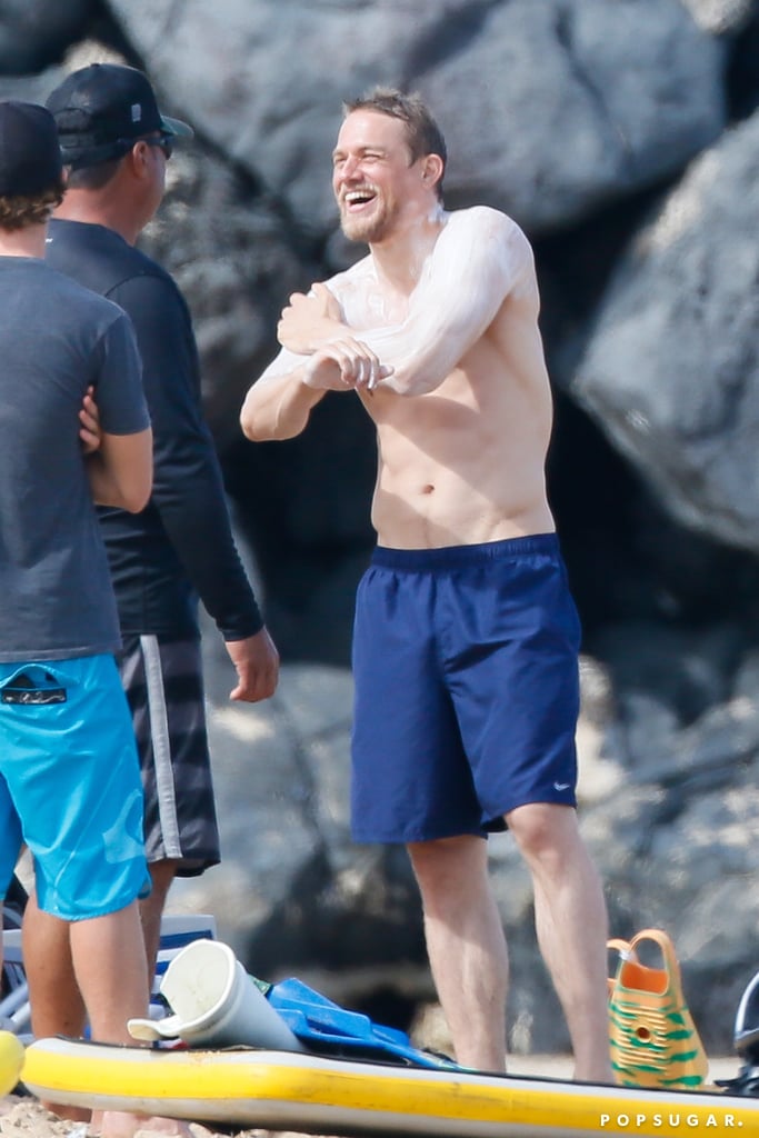 Charlie Hunnam Shirtless on the Beach in Hawaii March 2018