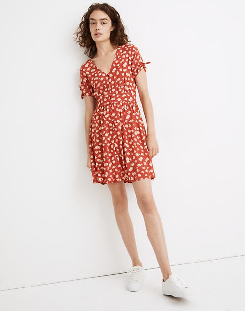 Madewell Button-Front Tie-Sleeve Retro Dress