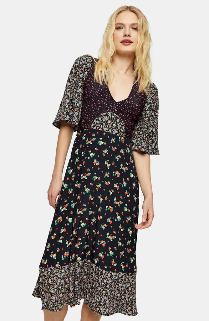 Topshop Mixed Print Midi Dress